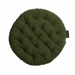 Linum PEPPER Sitzkissen Rund - Ø 37 Cm - Höhe 3 Cm - Dunkles Olivgrün A93