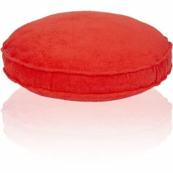 Farbenfreunde FRESH Frottee Stegkissen Rund - Mit Füllung - Ø 65 Cm - Höhe 10 Cm - Blutorange
