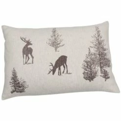 David Fussenegger SILVRETTA Hirsche/Tannen Allover Kissenhülle - 40x60 Cm - Ecru/schlamm